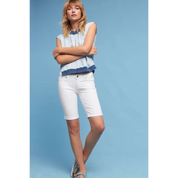 NWOT Paige Denim Women's Jax Mid-Rise Knee Length Shorts in White Size 25 - Picture 2 of 12